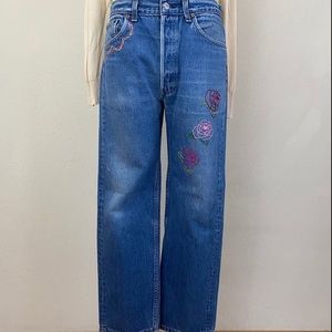 •SOLD• 80’s Vintage Levi’s 501 Customized Embroidered Jeans